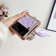 Case for Samsung Galaxy Z Flip4 5G, Grid Leather, purple