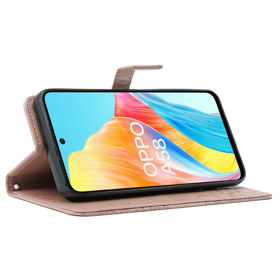 Flip case for Oppo A58 4G, Mandala, pink rose gold