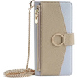 Flip case for Honor Magic 6 Lite 5G, Wallet Zipper Pocket, with mirror, brown