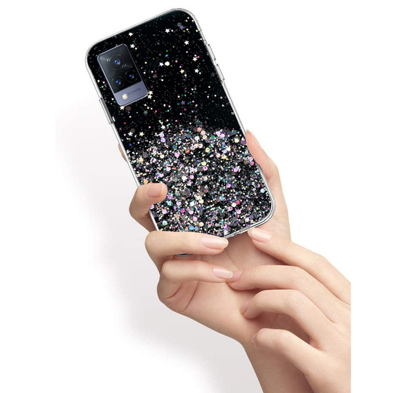 Case for Vivo V21 5G, Glittery, black