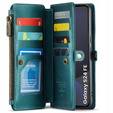 Case CASEME for Samsung Galaxy S24 FE, RFID Leather Wallet, with shoulder strap, green