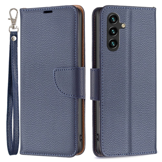 Flip case for Samsung Galaxy A55 5G, Wallet Litchi Leather, dark blue