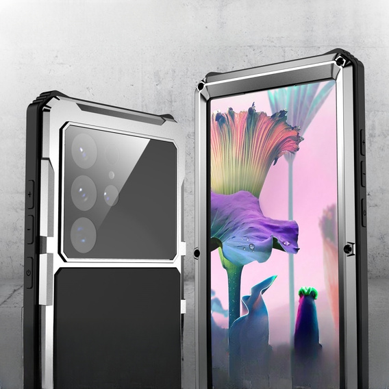 Case for Samsung Galaxy S23 Ultra, R-JUST, armoured, silver