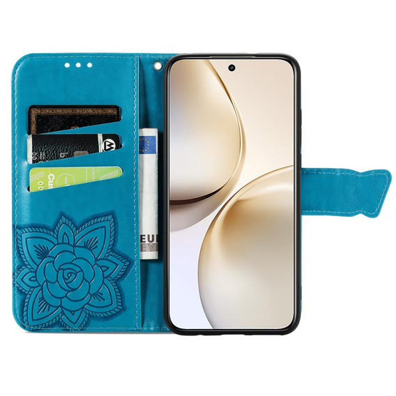 Flip case for Realme 14 Pro 5G, Butterfly, blue