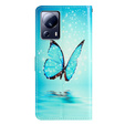 Flip case for Xiaomi 13 Lite, Wallet, butterfly, blue