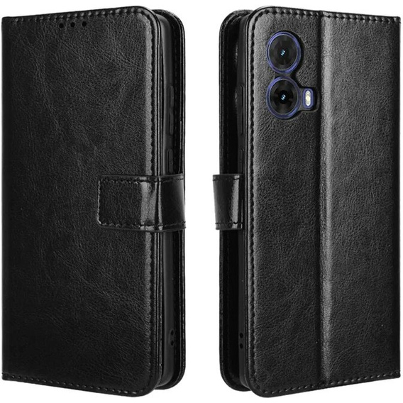 Flip case for Motorola Moto G85, Crazy Horse Wallet, black