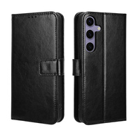 Flip case for Samsung Galaxy S25 FE, Crazy Horse Wallet, black