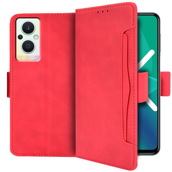 Flip case for Oppo Reno7 Lite 5G, Card Slot, red