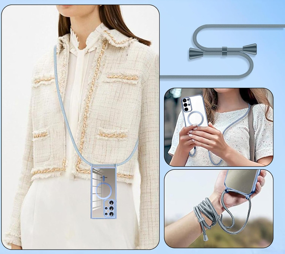 Case for Samsung Galaxy S25 Ultra, Electro MagSafe, blue + Lanyard