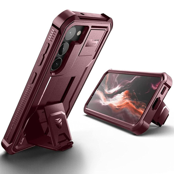 Armored case for Samsung Galaxy S23, Dexnor Full Body (Two Frames), red
