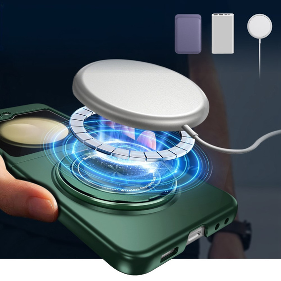 GKK case for Galaxy Z Flip 5 5G, Corners Dropproof MagSafe, clear / purple