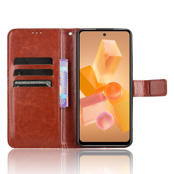 Flip case for Infinix Hot 40i, Crazy Horse Wallet, brown