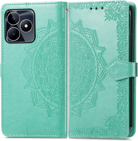 Flip case for Realme Note 50, Mandala, green
