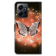 Flip case for Xiaomi Redmi Note 12 4G, Wallet, butterfly and crystals, black