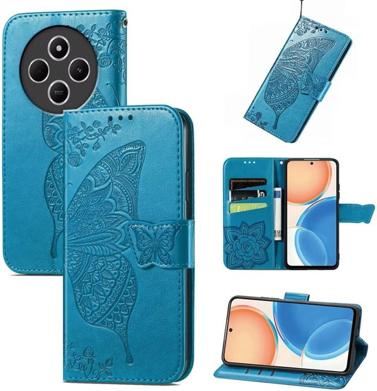 Flip case for Xiaomi Redmi 14C / Xiaomi Poco C75, Butterfly, blue