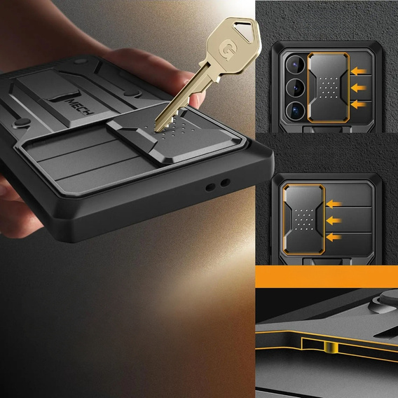 Case for Samsung Galaxy S24 Ultra, Tongate MECH with belt clip, black