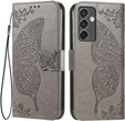 Flip case for Samsung Galaxy M55 5G, Butterfly, grey