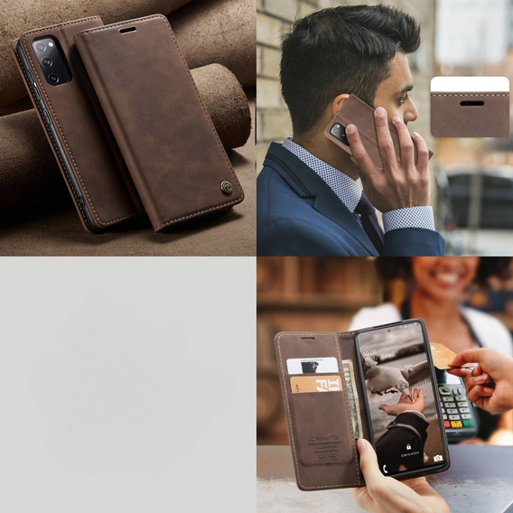 CASEME case for Samsung Galaxy S20 FE, Leather Wallet Case, brown