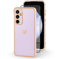 Case for Samsung Galaxy S23 FE, Electro heart, purple + Full Glue Ceramic Glass