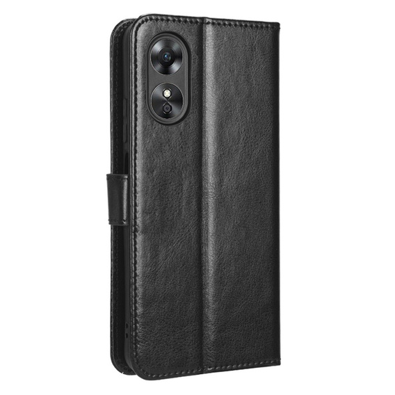 Flip case for Oppo A17, Crazy Horse Wallet, black