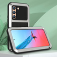 Love Mei Case for Samsung Galaxy S22, armored with glass, silver