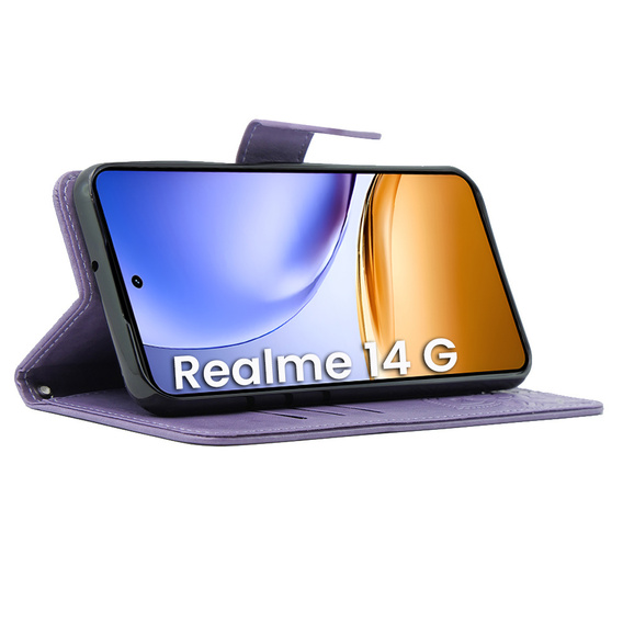 Flip case for Realme 14 5G / Realme 14T 5G, Butterfly, purple
