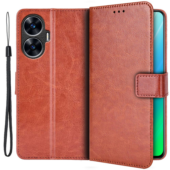 Flip case for Realme C55, Crazy Horse Wallet, brown
