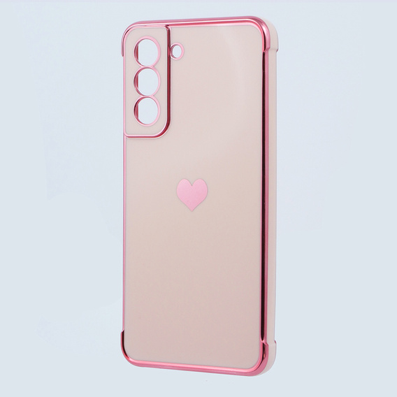 Case for Samsung Galaxy S21 FE, Electro heart, pink rose gold