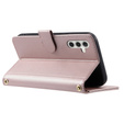 Flip case for Samsung Galaxy S25 FE, Rhombus Crossbody Leather, pink rose gold