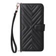 Crossbody Leather Wallet flip case for Honor 400 5G, black
