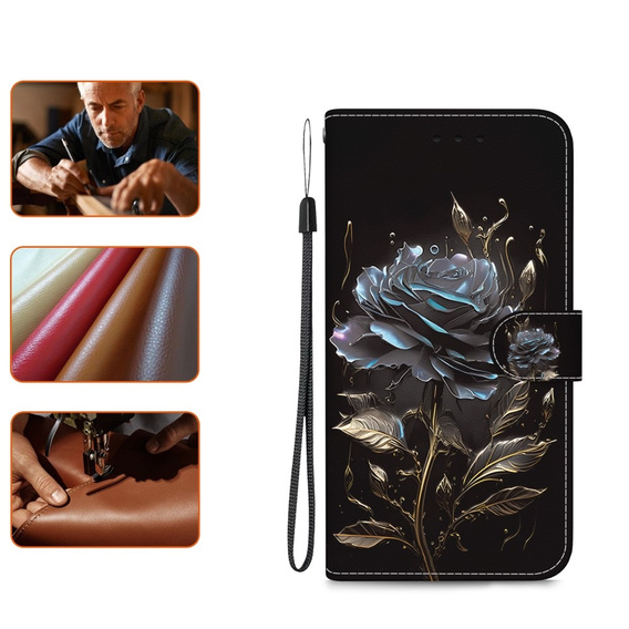 Flip case for Infinix Hot 40i, Wallet, Rose black