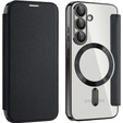 Flip case for Samsung Galaxy S25+ Plus, RFID Wallet MagSafe CamShield, black