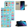 Flip case for Motorola Moto G73 5G, Wallet, owls, blue