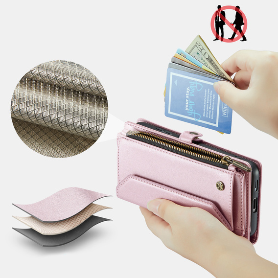 CASEME RFID Leather Wallet Case for Samsung Galaxy S26 Ultra, pink