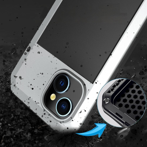 Case for iPhone 15, armoured, with integrated glass, silver