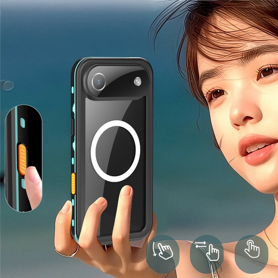 Case for iPhone Air, Waterproof IP68, SHELLBOX MagSafe, blue