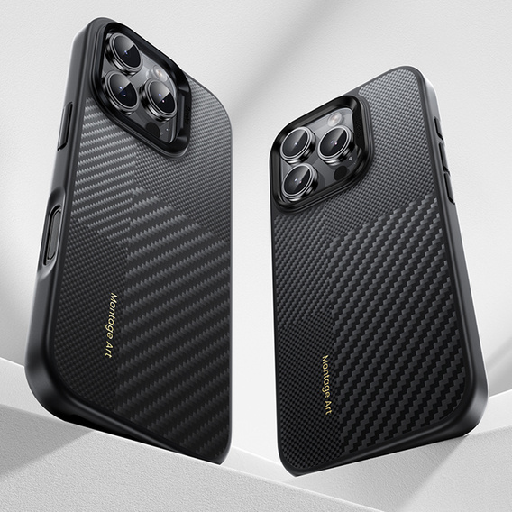 BENKS Kevlar Case for iPhone 16 Pro, for MagSafe, Carbon Fiber, black