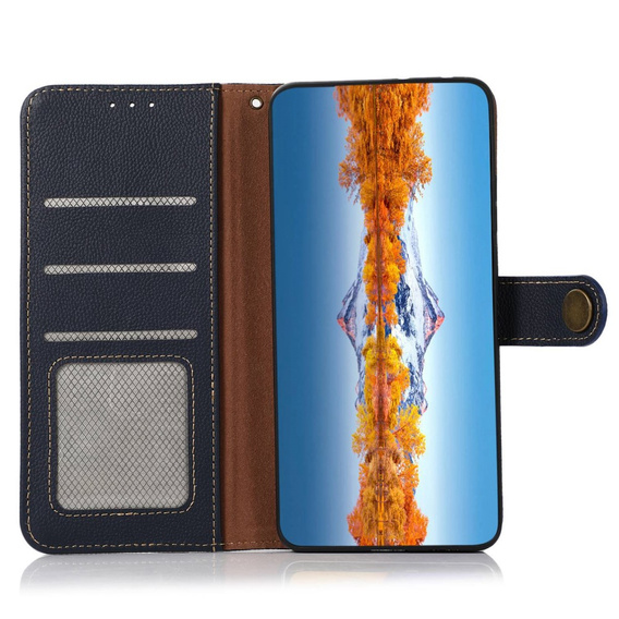 KHAZNEH RFID case for Xiaomi Poco F6 Pro, Litchi Texture, blue