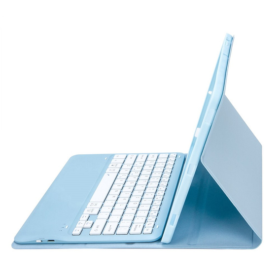 Case + keyboard Samsung Galaxy Tab S9+, Leather Pen Slot, light blue