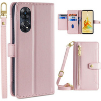 Flip case for Oppo Reno8 T 4G, Wallet Zipper Pocket, pink