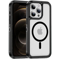 Case with frame for iPhone 12 Pro Max, for MagSafe, transparent / black