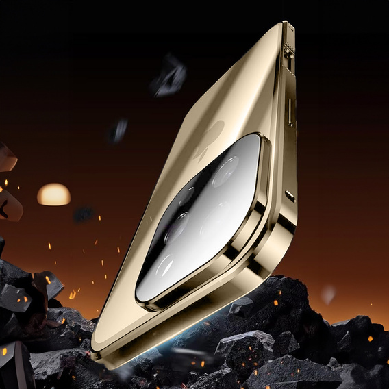 Case for iPhone 16 Pro, Magnetic Dual Glass, gold