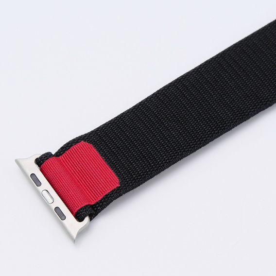 Nylon Strap for Apple Watch 1/2/3/4/5/6/7/8/SE/ULTRA 42/44/45/49mm, Black / Red