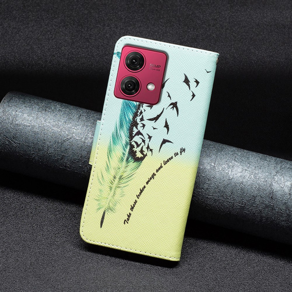 Flip case for Motorola Moto G84 5G, Wallet, feather, blue