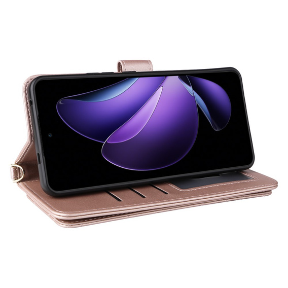 Crossbody Leather Wallet flip case for Oppo Reno 13F 5G, pink