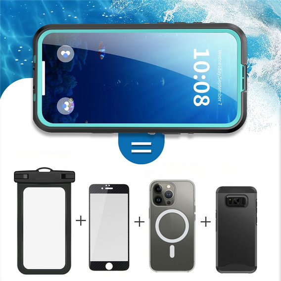 Case for iPhone 17 Pro Max, IP68 waterproof, SHELLBOX MagSafe, blue