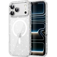 Case for iPhone 17 Pro Max, for MagSafe, glitter - transparent