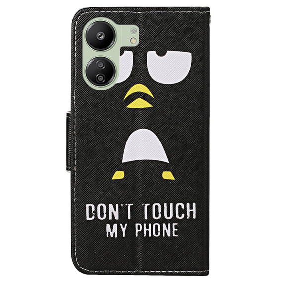 Flip case for Xiaomi Redmi 13C / Poco C65, Wallet, Don't Touch My Phone, black