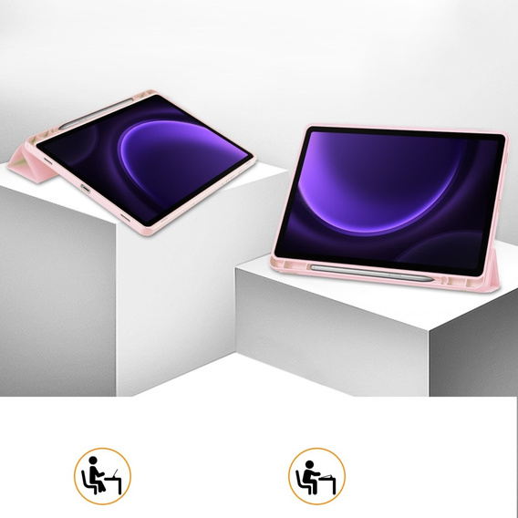 Case for Samsung Galaxy Tab S10 Lite / S10 FE / S9 FE, Smartcase with stylus space, pink