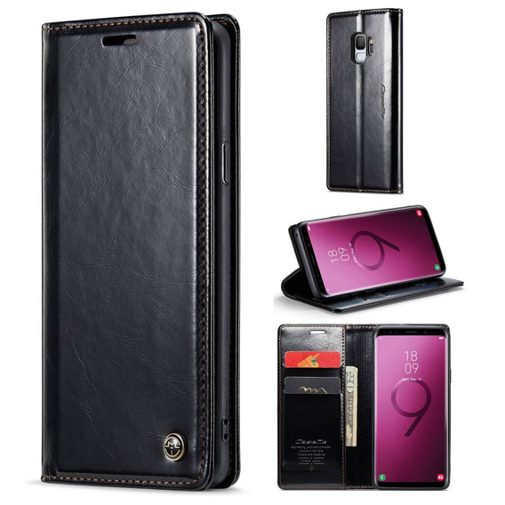 CASEME flip case for Samsung Galaxy S9, Waxy Textublack, black